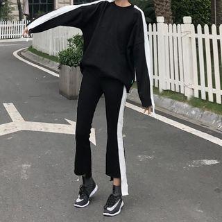 Set: Contrast Trim Pullover + Pants