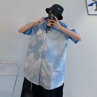 Embroider Two Tone Oversize Shirt