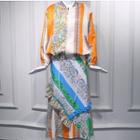 Printed Sleeveless Midi Dress / Zip-up Jacket