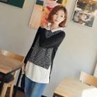 Inset Shirt Striped Knit-panel Top