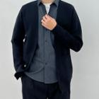 Mock Two-piece Long Sleeve Knit Cardigan Panel Plain Shirt