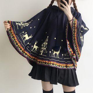 Cape Sleeve Print Hoodie