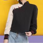 Paneled Long-sleeve Cheongsam Top