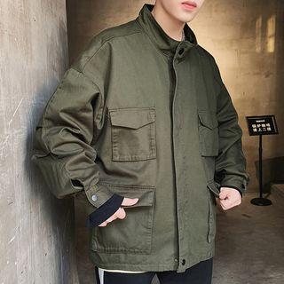 Mock Neck Zip Utility Jacket
