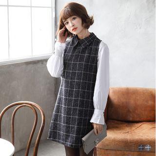 Tweed Grid Shirt Jumper Dress