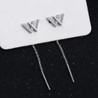 Fringed Cz Stud Earring 1 Pair - Silver - One Size