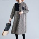 Checked Long-sleeve Midi Shirtdress Checked - Black - One Size