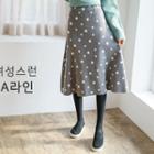Polka-dot Flared Knit Skirt