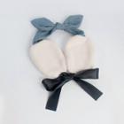 Corduroy Bow Ear Muffs With Ribbon