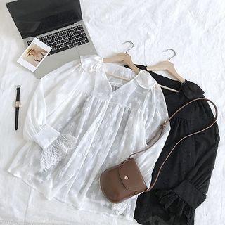 Plain Chiffon Single-breasted Long-sleeve Blouse