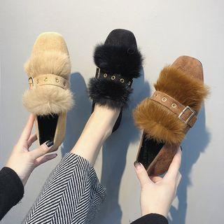 Belted Faux Fur Loafers
