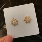 925 Sterling Silver Snowflake Stud Earring 1 Pair - Snowflake - Gold - One Size