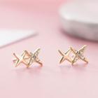 925 Sterling Silver Rhinestone Star Earring 1 Pair - R396 - One Size