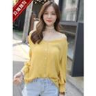 Off-shoulder Crinkled Blouse