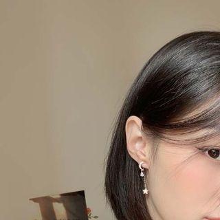 Rhinestone Moon & Star Dangle Earring 925 Sterling Silver - Stud Earrings - 1 Pair - As Shown In Figure - One Size