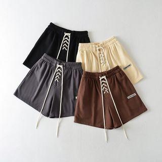 Lace Up Lettering Shorts