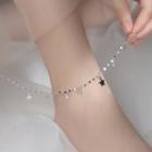 Moon & Star Rhinestone Sterling Silver Anklet 1 Pc - Silver - One Size