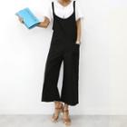 Set: Cropped Wide-leg Jumper Pants + V-neck Short-sleeve T-shirt