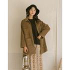 Snap-button Corduroy Jacket Brown - One Size