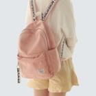 Fabric Plain Backpack With Lettering Strap