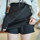 Inset Short Wrap-front Miniskirt