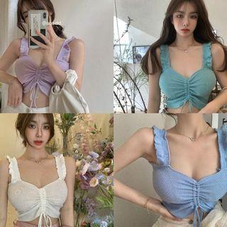 Ruffled Drawstring Crop Camisole Top