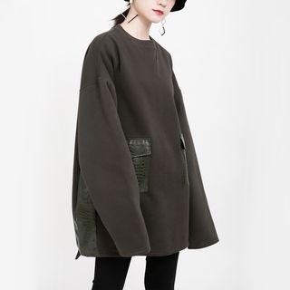 Croc Grain Panel Oversize Pullover