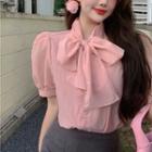 Bow Neck Blouse Pink - One Size