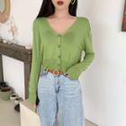 V-neck Cardigan / Wide Leg Jeans