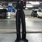 Zip-front High-waist Straight-cut Pants
