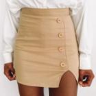 Button Mini Pencil Skirt