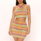 Set: Striped Halter Top + Pencil Skirt