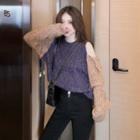 Color Block Cold-shoulder Sweater / Skinny Pants