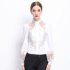 Embroidery Tulle Panel Silk Blouse