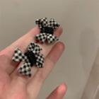 Bow Checker Acrylic Earring 1 Pair - Gingham - Black & White - One Size