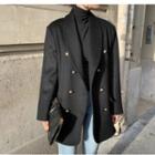 Double Breasted Sashed Coat Black - One Size