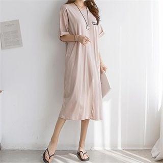 Printed Boxy-fit Long T-shirt Dress