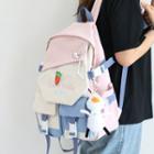 Lettering Color Block Backpack / Brooch / Bag Charm / Set