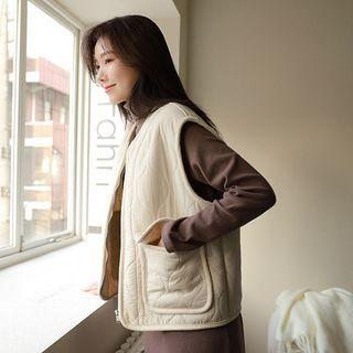 Fleece-lined Quilted Zip-up Vest