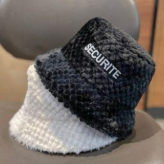 Letter Embroidered Fluffy Bucket Hat