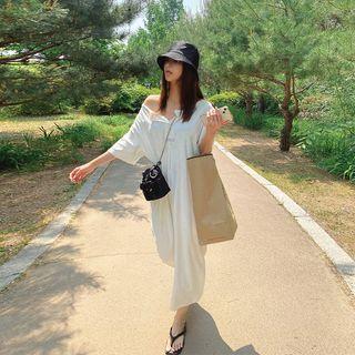 Round-neck Boxy Terry Maxi Dress