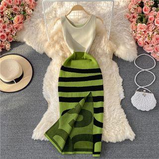 Color Block Slit Knit Tank Dress