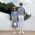 Couple Matching Short-sleeve Collar Midi A-line Dress / Shirt / Tapered Pants