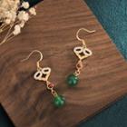 Rhinestone Faux Gemstone Dangle Earring Cp113 - 1 Pair - Red & Green & Gold - One Size