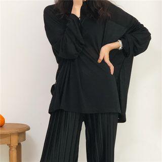 Long-sleeve T-shirt / Pleated Wide-leg Pants