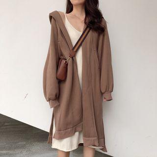 Oversized Slit Hooded Long Jacket