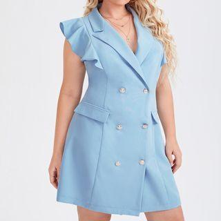 Ruffle Sleeveless Double-breasted Blazer Dress