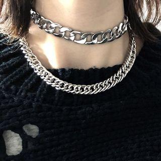 Stainless Steel Chunky Chain Layered Choker Necklace