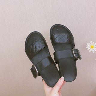 Quilted Strap Platform Slide Sandals