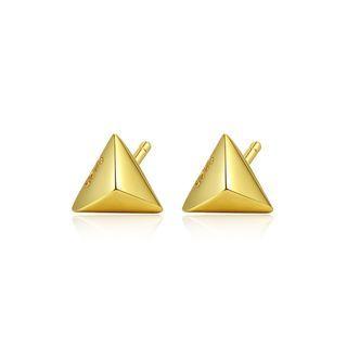 Sterling Silver Plated Gold Simple Fashion Geometric Triangle Stud Earrings Golden - One Size